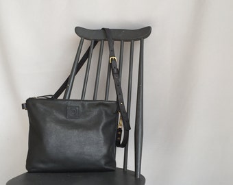Soft black leather cross body bag, black leather tote bag, black leather messenger, black leather laptop bag, black leather shoulder bag