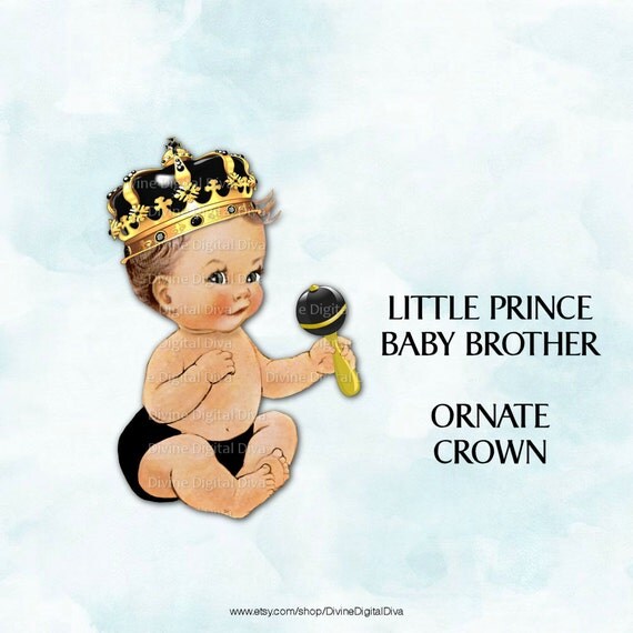 Download Little Prince Baby Brother Black & Gold Ornate Crown