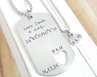 Long distance relationship Military Gift Hand stamped necklace stainless military tag hand stamped jewelry Boyfriend Gift Girlfriend gift
