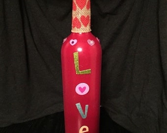 Love Wine Bottle Light, Valentine wine bottle