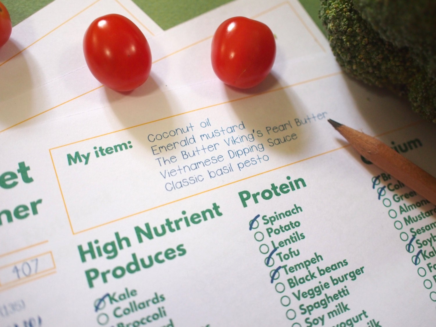 Vegan Diet and Grocery List Printable Health Planner Weekly