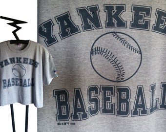 1998 New York YANKEES BASEBALL crop top style T shirt, size Large