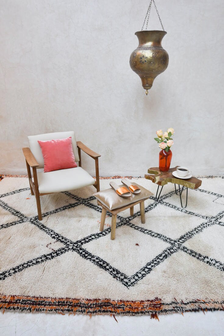 BENI OURAIN. Vintage Moroccan Rug. Wool by