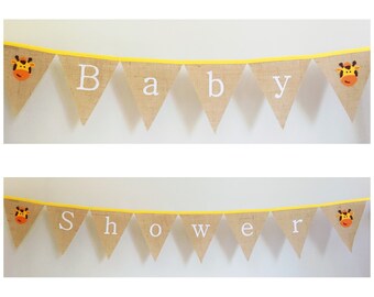 Burlap Hessian Baby Shower Bunting Banner Flags