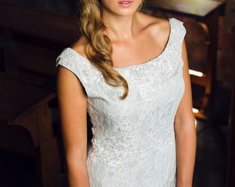 Lace wedding dress, lace bohemian wedding dress, grey wedding dress, casual wedding dress, alternative wedding dresses, simple wedding dress