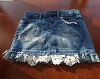 Items similar to Abercrombie and Fitch Denim and Vintage Lace Jean ...