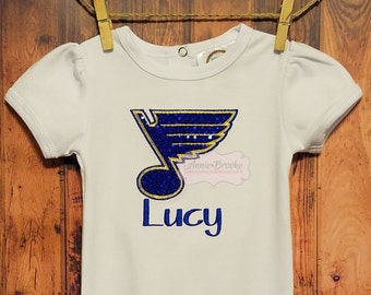 St. Louis Blues Personalized Bodysuit/Shirt, - St. Louis Blues Monogrammed Bodysuit, - STL Blues Bodysuit, - Blue Note, - Baby Shower Gift