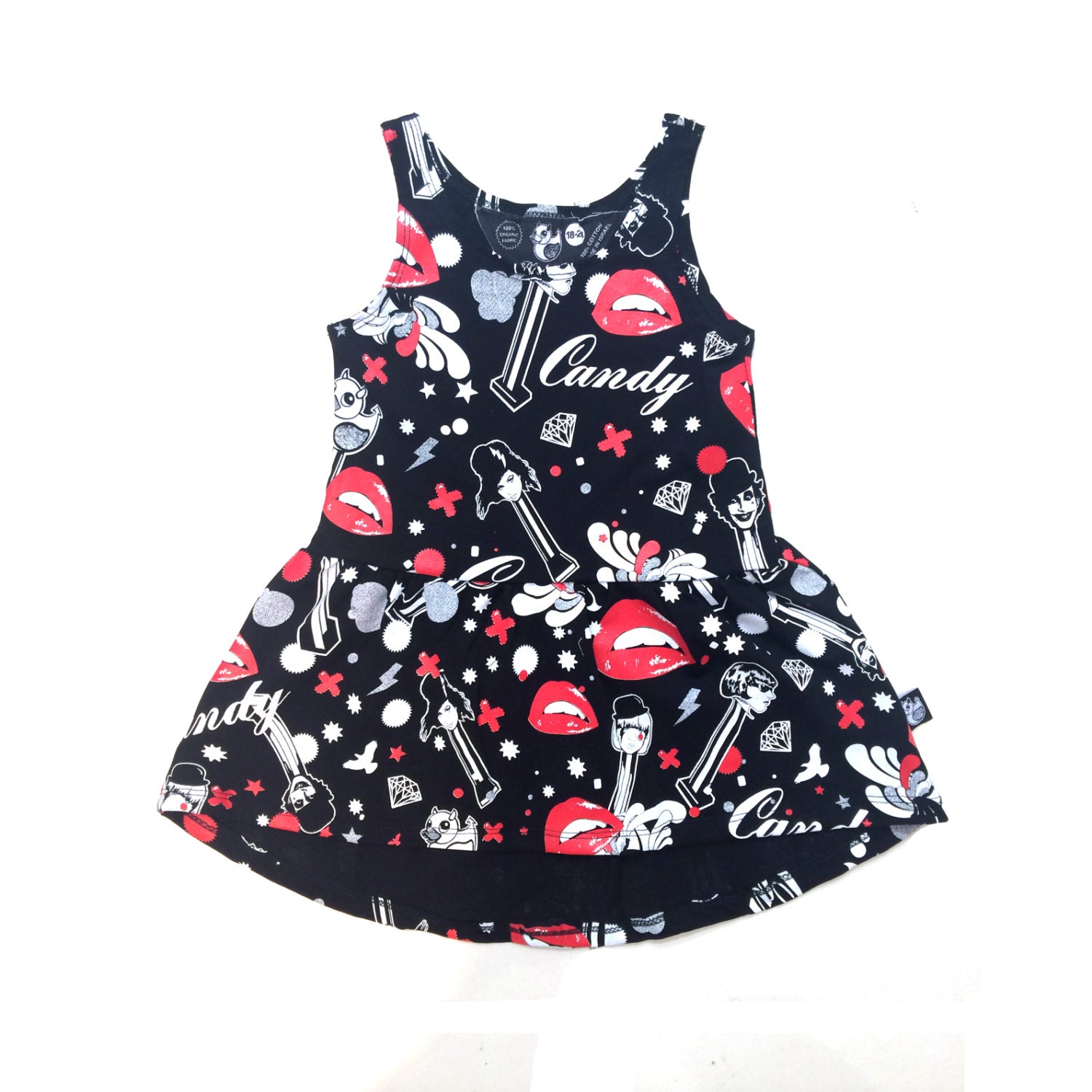 Cat dress for girls organic cotton dress Twirly dress Girls