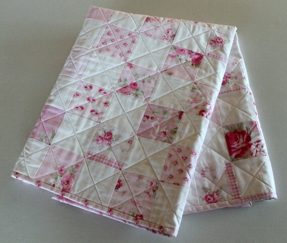 Pink Patchwork Baby Girl Quilt Pink Floral Baby Quilt