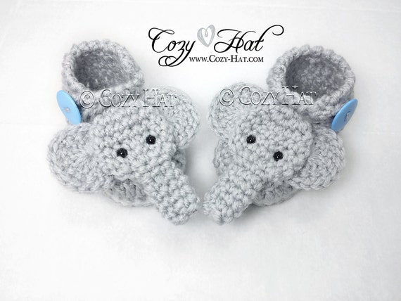 Elephant Baby Booties. MADE to ORDER Hand crochet. by CozyHat