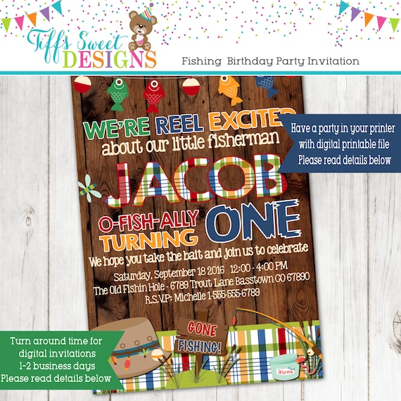 Fishing Birthday Party Invitation Fish Invitation Fishing