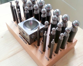 25 pcs Set Precision Jewelry Shaping Dapping Punch Set / Doming Block
