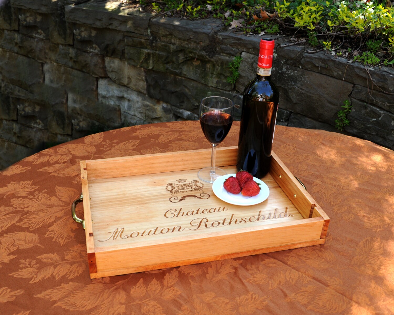 WIne Box Serving Tray Upcycled Wine Box Upcycled Serving