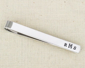 Monogram Tie Clip - Personalized Aluminum Tie Bar