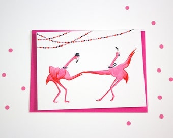 Pink flamingo Birthday card farting flamingo stinky pink