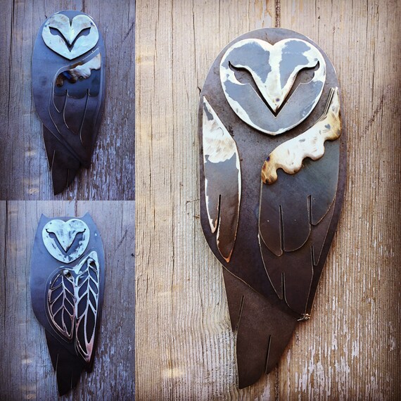 Barn Owl Metal Wall Hanging Sculpture by IronMaidArt on Etsy