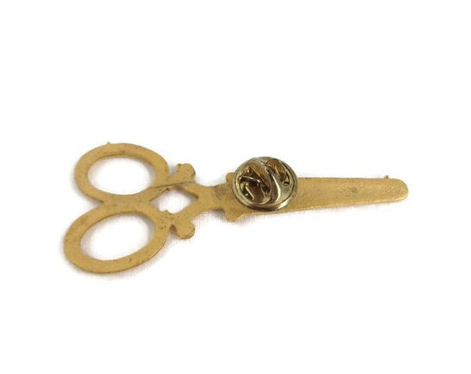 Scissors Lapel Pin, Vintage Gold Tone Tie Tack, Novelty Pin, Suit Accessory Gift Ideas