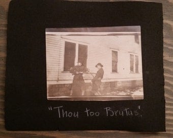 Vintage Photo Album Page..WW I Sailor and U.S. Army Soldiers Clowning Around 1919, Original Photos, Old Photo Snapshot, Military History