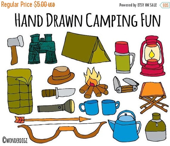 Clipart Dollar SALE Camping Clipart - Adventure Clip Art - Hand drawn ...