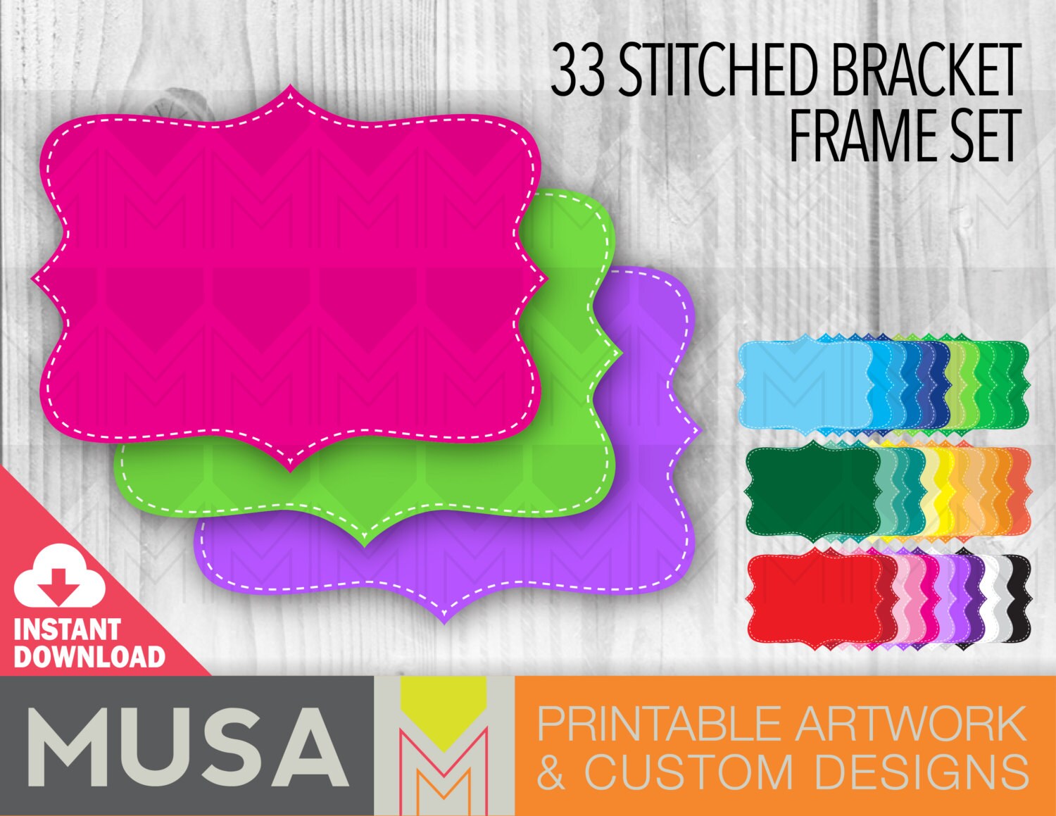 INSTANT DOWNLOAD / 33 / Multicolor / Bracket Frame Collection
