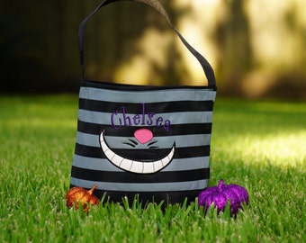 Trick or Treat Bag, Cheshire Cat Costume, Halloween Bag, Cheshire Cat Bag