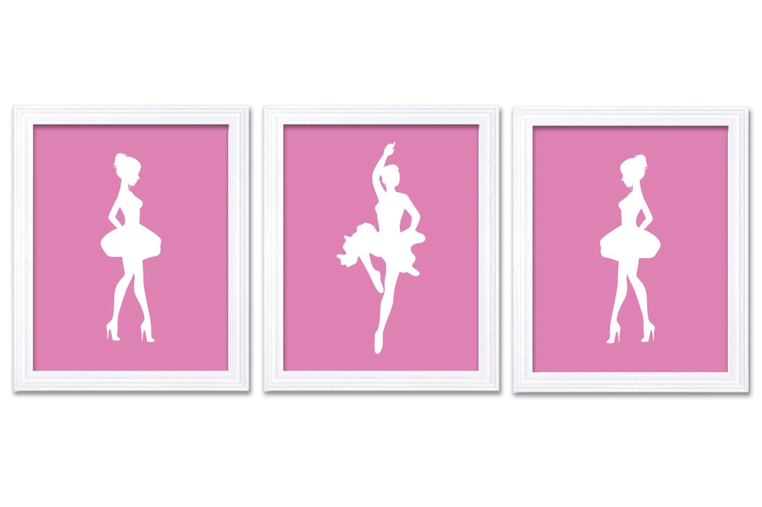 Ballerina Ballet Dancers White Pink Girls Room Print Girls Art Nursery Art Nursery Print Set of 3 Ch