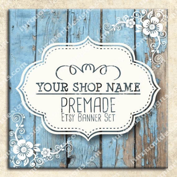 Etsy Banner Set Vintage Wooden