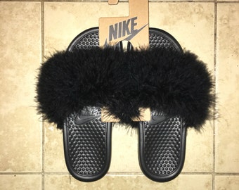 furry nike slides