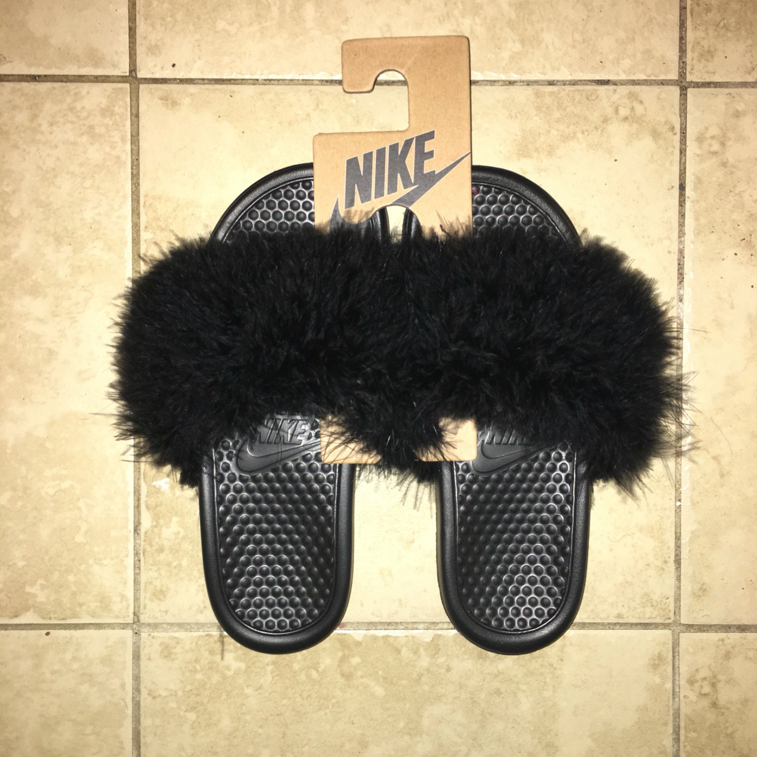 Furry Nike Slides