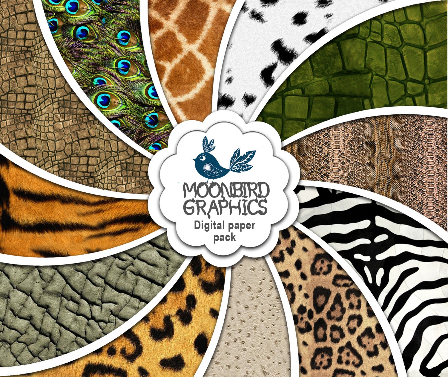 AFRICAN ANIMAL PRINTS Digital paper pack by MoonbirdGraphics
