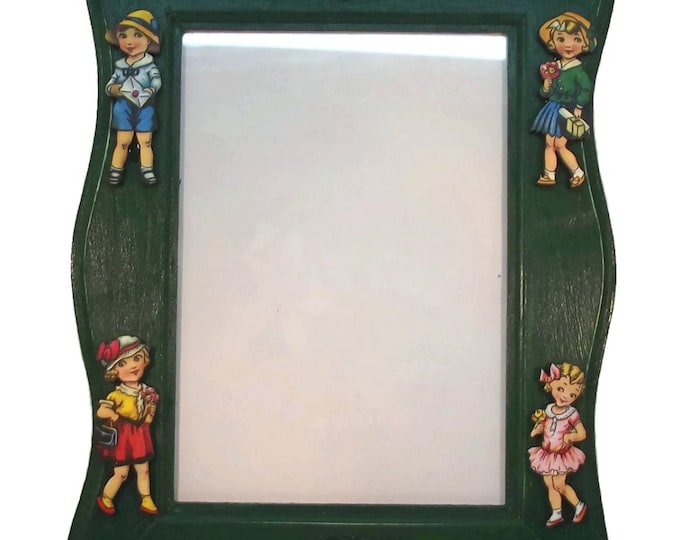 5x7 Girls Giggle More Green Photo Picture Frame, One of a Kind, OOAK, Handmade