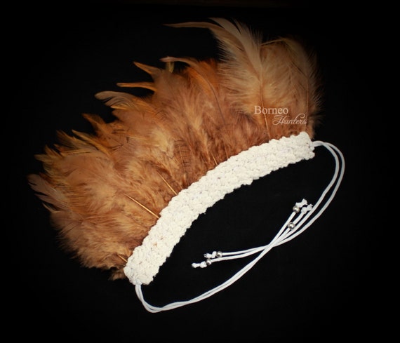 Real Feather ArmbandArmlet Upper Arm Cuff Soft Brown Dyed