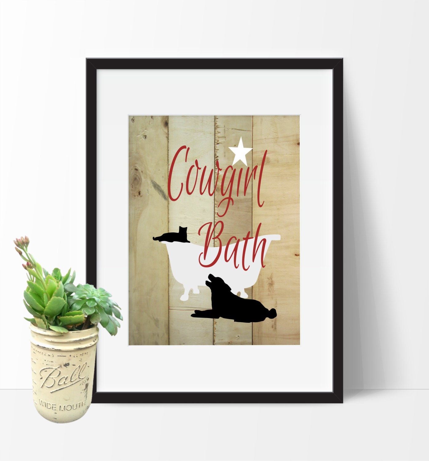 Bathroom Art Print Cowgirl Bath Bathroom Decor Bathroom