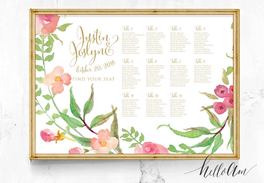 Wedding seating Chart - Wedding seating plan - Seating chart poster - Seating chart wedding - Reception seating - Boho Wedding décor