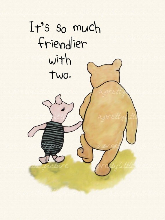 Classic Winnie the Pooh Printed on Watercolor Paper Pooh and