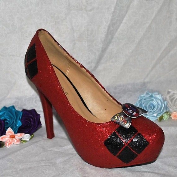 Harley Quinn Cosplay Costume Glitter Heels Shoes Wedding