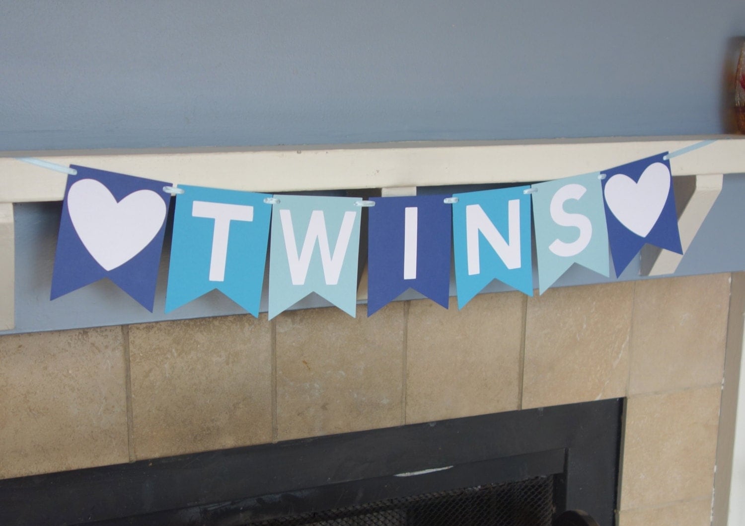 Twins Banner Twin Baby Shower Twin Birthday Banner Blue