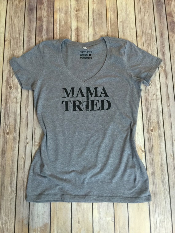New Mama Tried Relaxed Vibe V Neck Tee Workout Tshirt