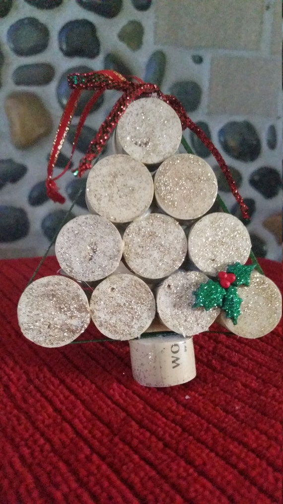 Wine Cork Ornament Christmas Tree Ornament Gold by BeautyHurts