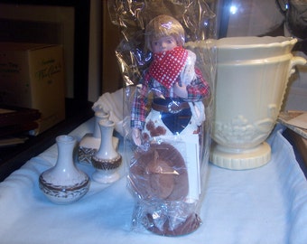Gorgeous Avon Childhood Dreams Porcelain Doll Collection: "Howdy Partner" NIB, 1990's, WAS 25.00 - 50% = 12.50