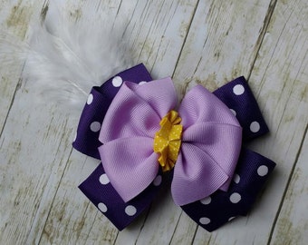 Daisy Duck Inspired Hair Bow, Disney Daisy Duck Bow, Disneyland inspired hair bow, Daisy Duck birthday party, purple polka dot hair bow, bow