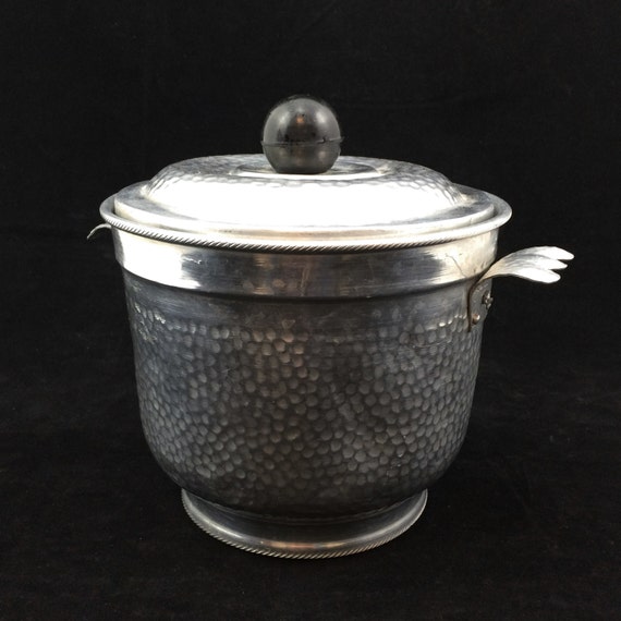 Vintage Hammered Aluminum Ice Bucket by Nasco Italy Insulated