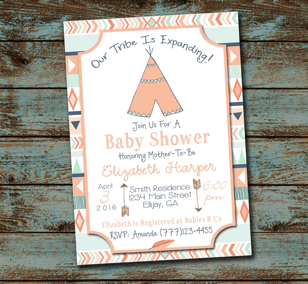 Tribe Baby Shower Tribal Invitation Expanding Tribe Baby