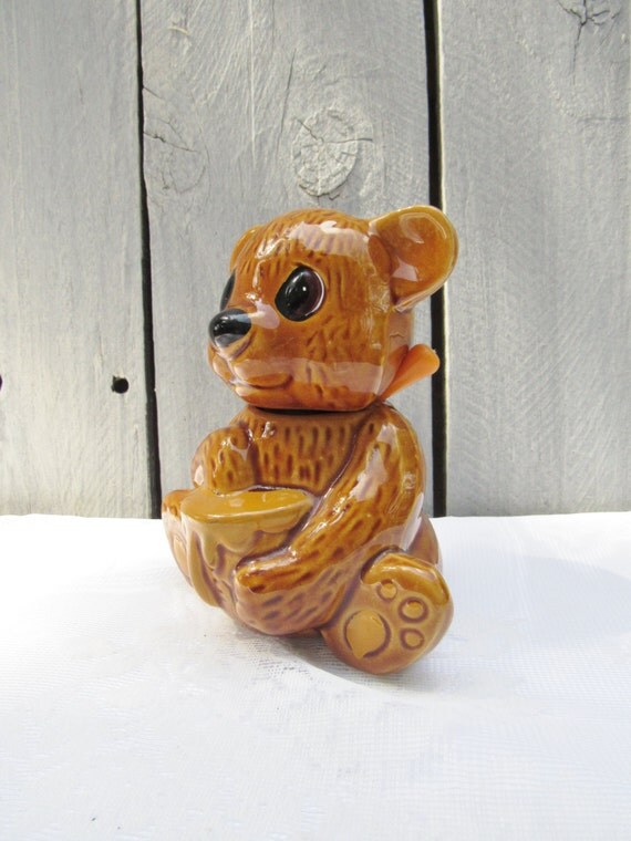 Bear Honey Pot Ceramic honey bear with honey spoon cute gift
