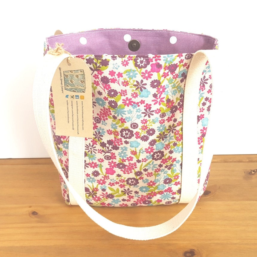 Handmade fabric bag Floral small canvas tote bag Ladies