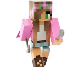 Pink Flower Girl - 4" Action Figure Toy, Plastic Craft by EnderToys