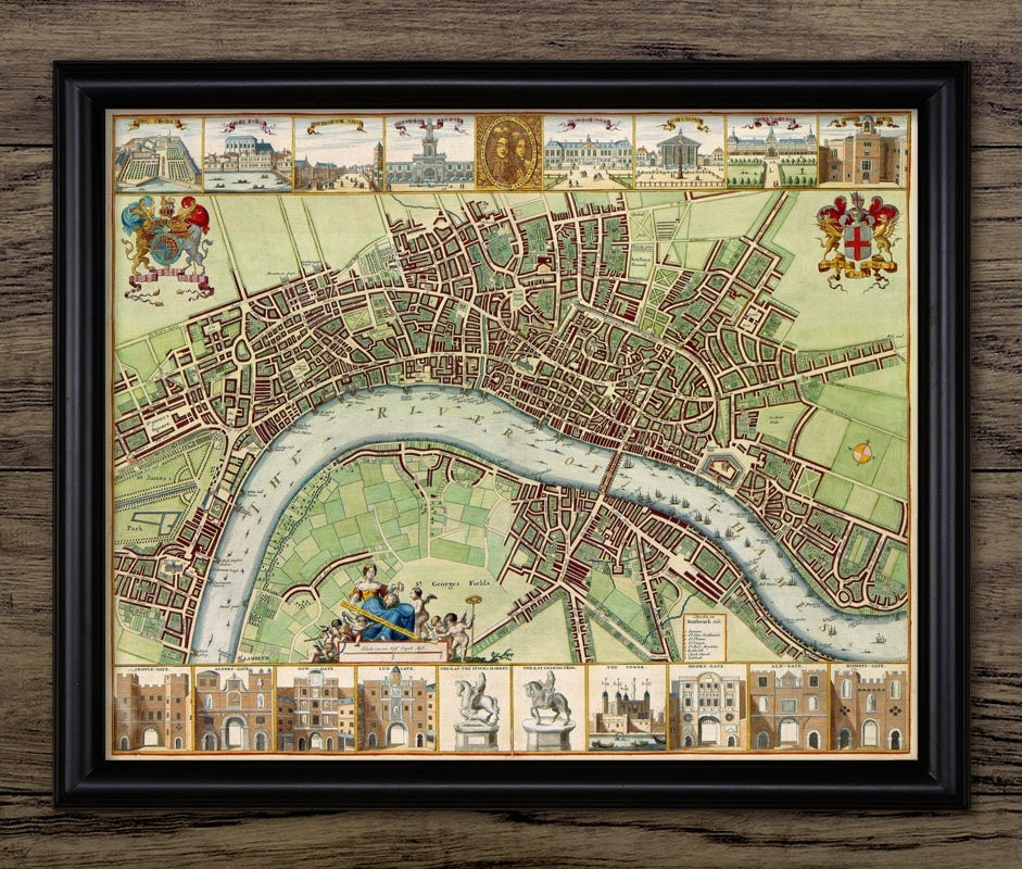 17th Century Map Of London Print City Of by InstantGraphics