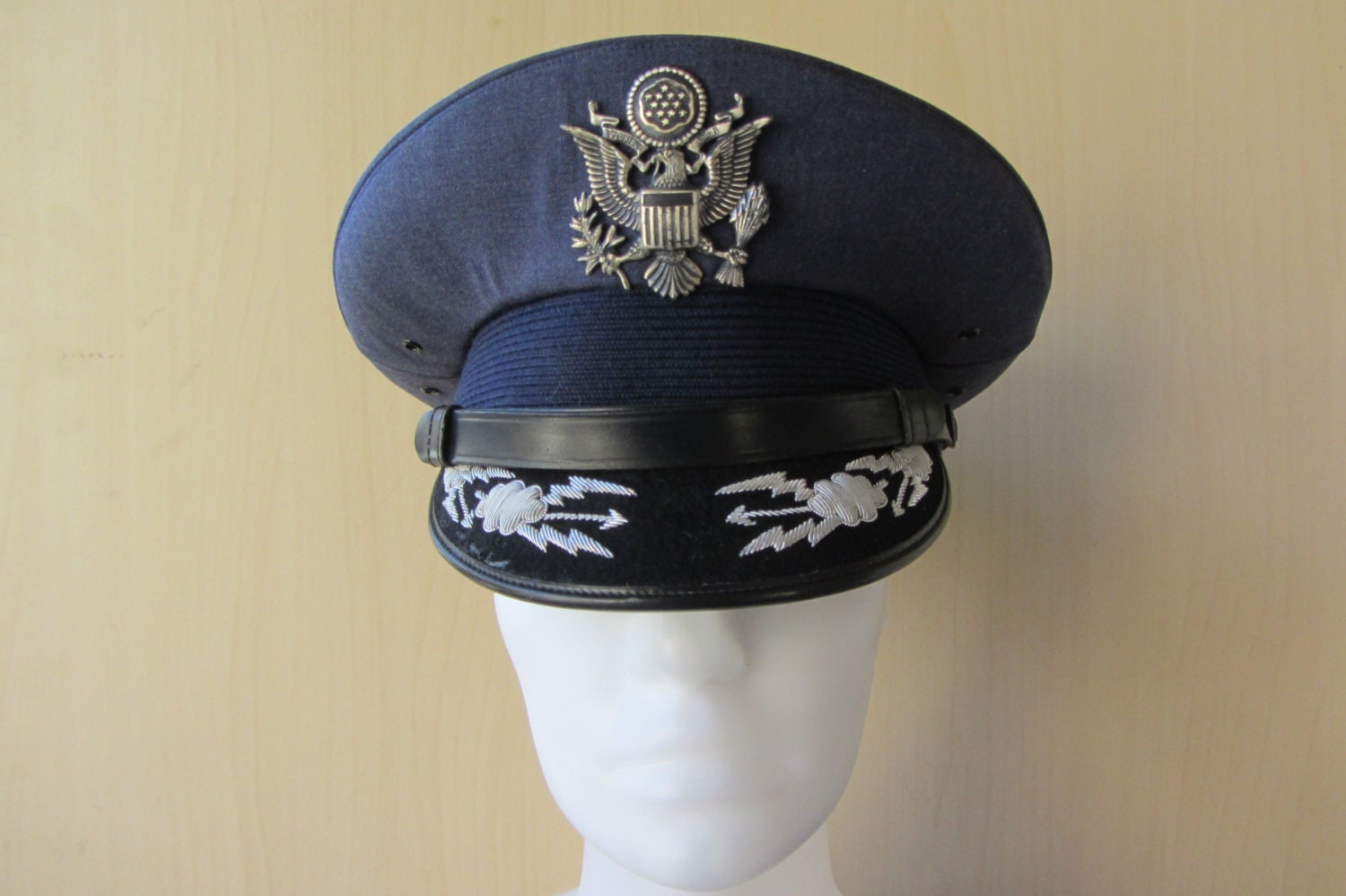 USAF US Air Force Military Field Grade Service Blue Dress Hat