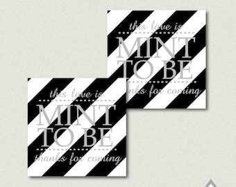 Mint to be Favor Tags, Mint Favors, Printable Wedding Favor Tags, Black and Silver Wedding, Silver Wedding, Printable PDF, Thank you Tags