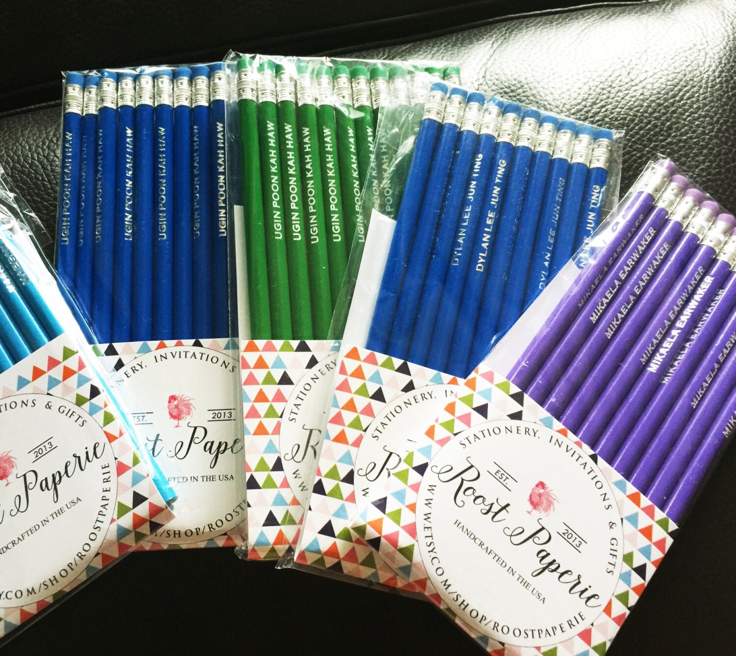 Set of 12 Custom Name Pencils Pencil Custom Pencils Gold